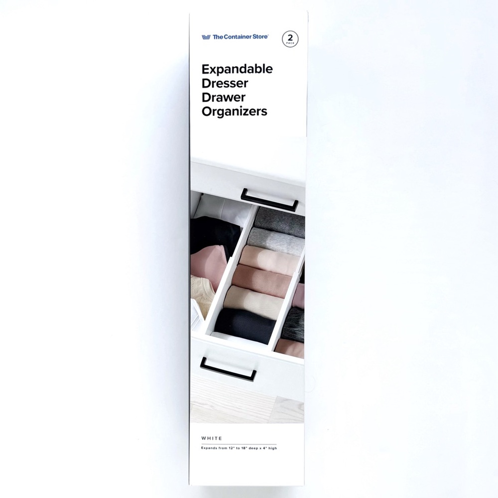 The Container Store Expandable Dresser Drawer Organizers in White
